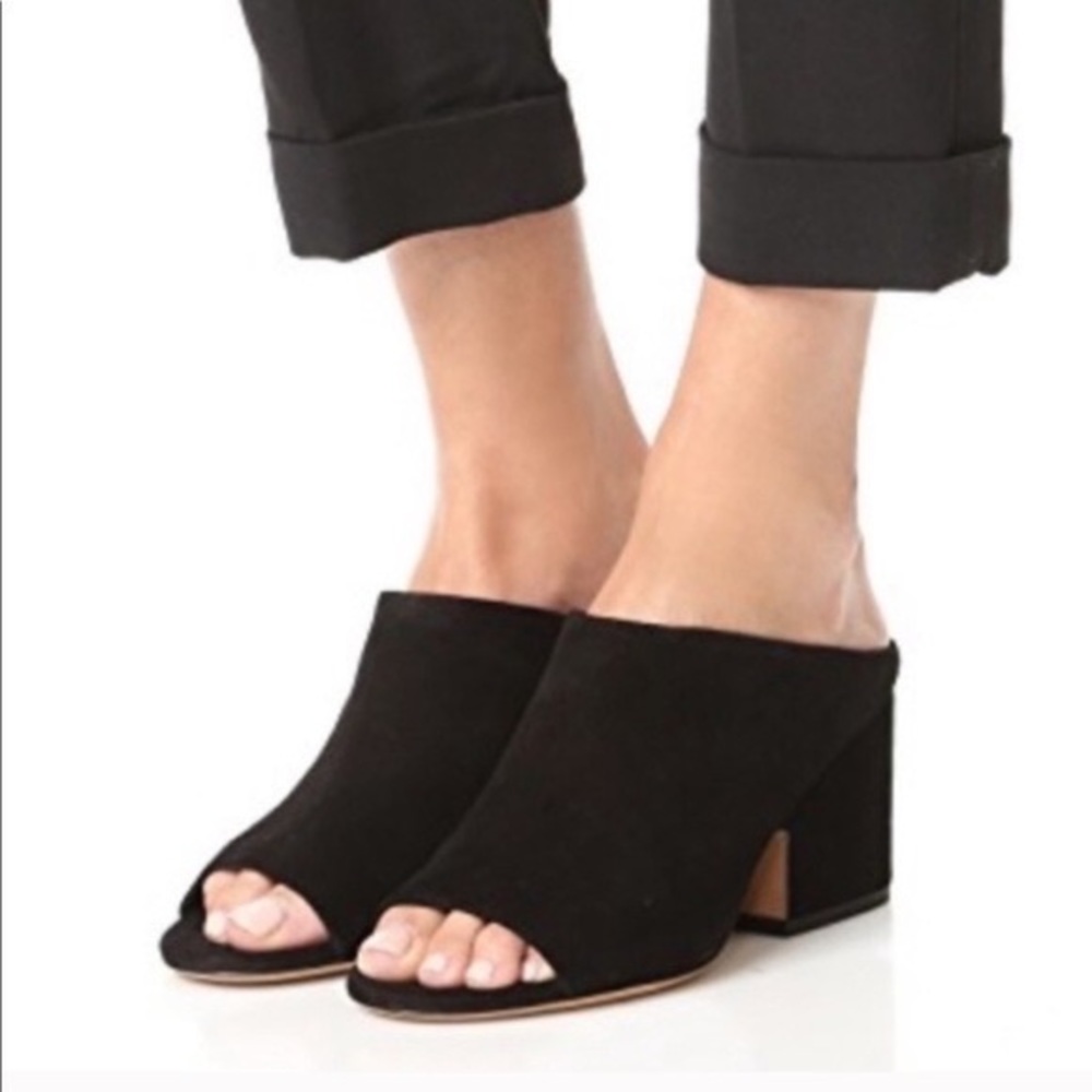 Vince Petra Suede Slip on Heel Mule in Black